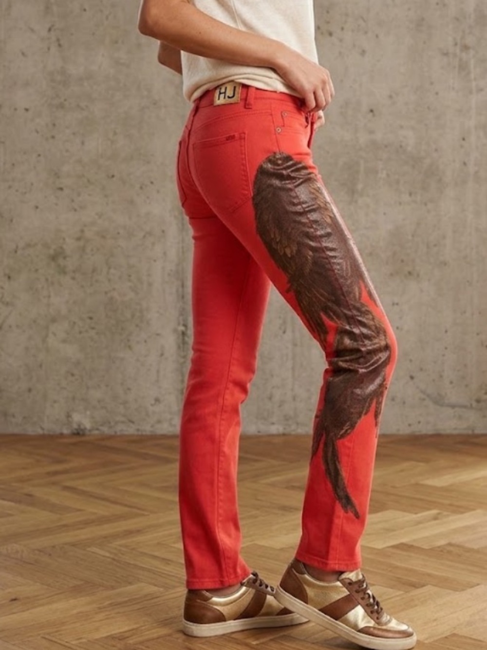 🧋Haute Hippie Range Red Feather Jeans Ankle 27
